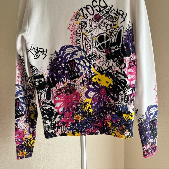 Dsquared2 Japanese Manga Graffiti Print French Terry Sweatshirt Size M